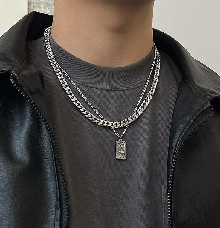 collier à double chaîne cubaine silver